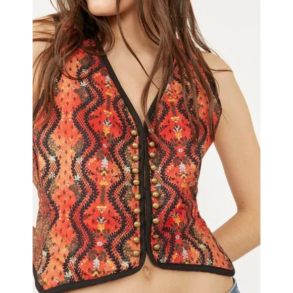 FREE PEOPLE Gemini Vest / Rust Combo - Picture 11 of 12